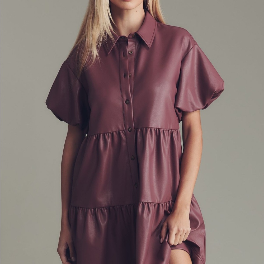 Maeve by Anthropologie Bettina Faux Leather Dress NWT
